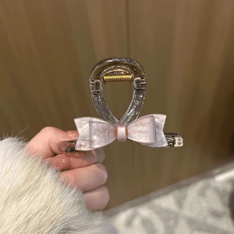 Korean Acrylic Bow Dragon Bone Shark Hair Claw French Style Arc Large Hair Clamp for Women Back Head Hair Accessories view 2