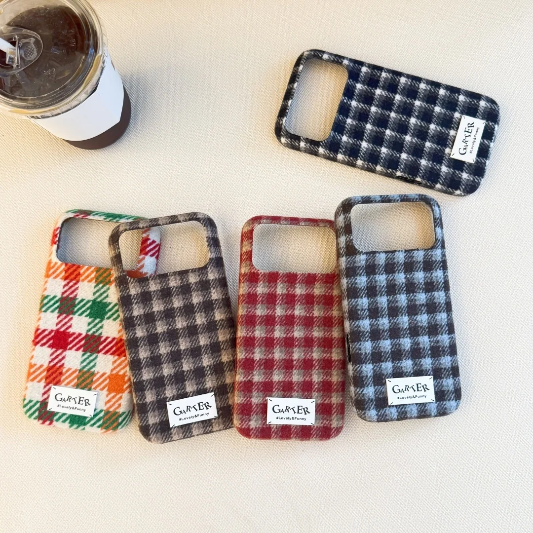 

Colorful Checkered fabric letter label Pattern Phone Case For iPhone 17 16 15 14 13 Pro Max 16 Pro Winter Fashion Cover