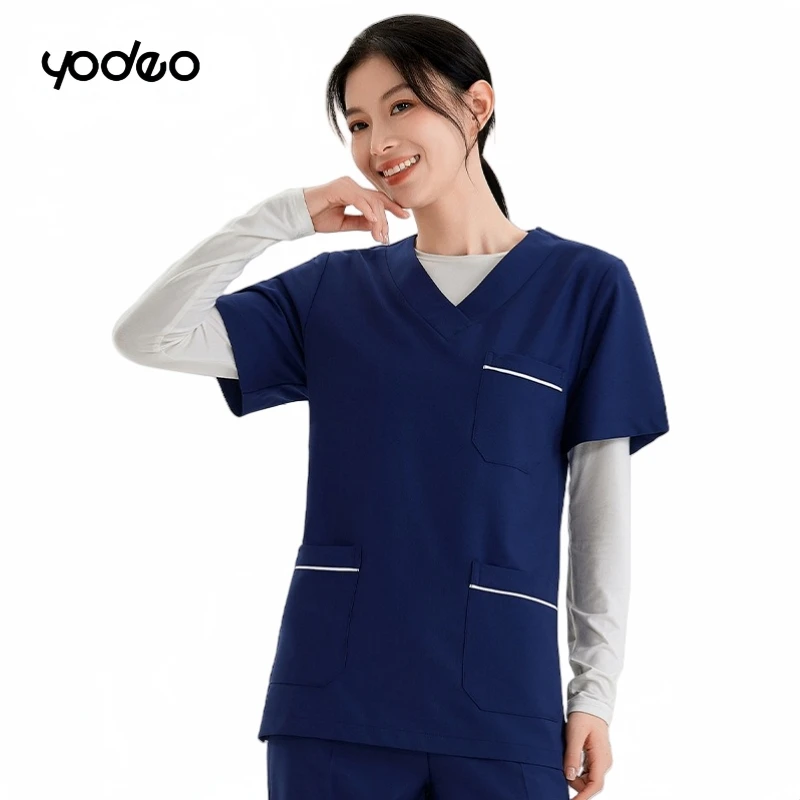 Wholesale high end elastic hand washing clothes women long sleeved surgical gowns men oral doctors' nurses' work uniforms set