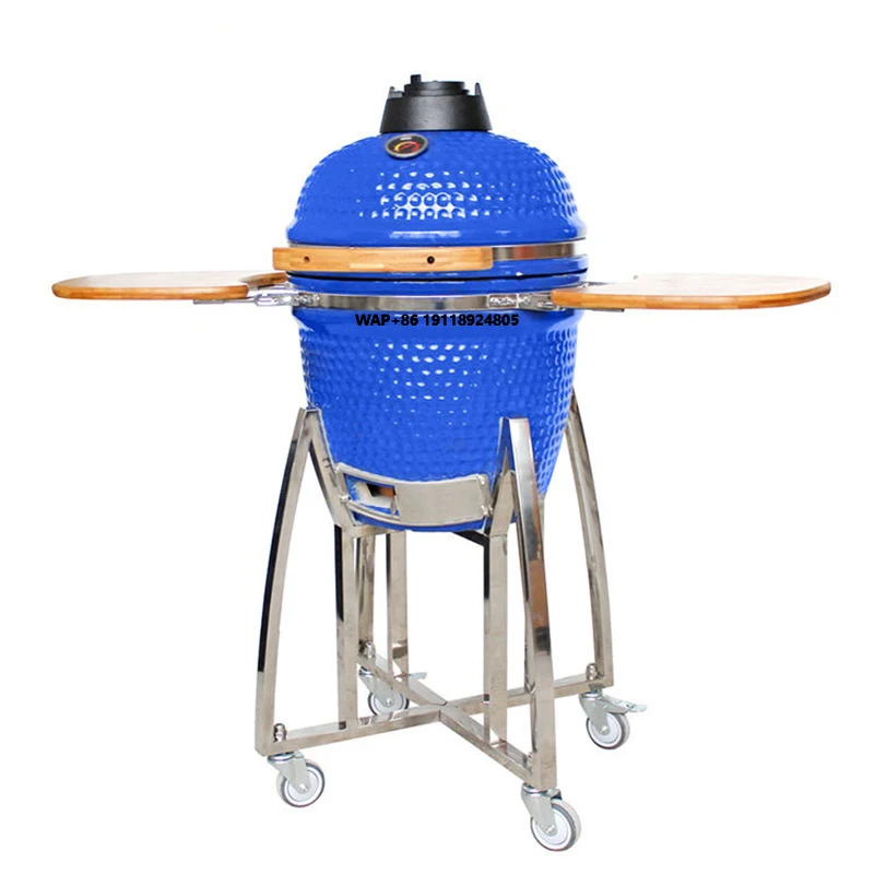 21 Inch Ceramic Barbecue Kamado Grill Yard BBQ Backing Furnace Stove with Sideboard for Outdoor and Indoor