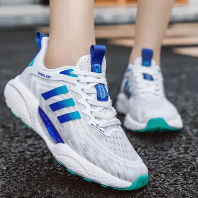 Mesh High Quality New Comfortable Thick Sole Increase Couple Large Size Springback Cushioning Cushioning Running Shoes