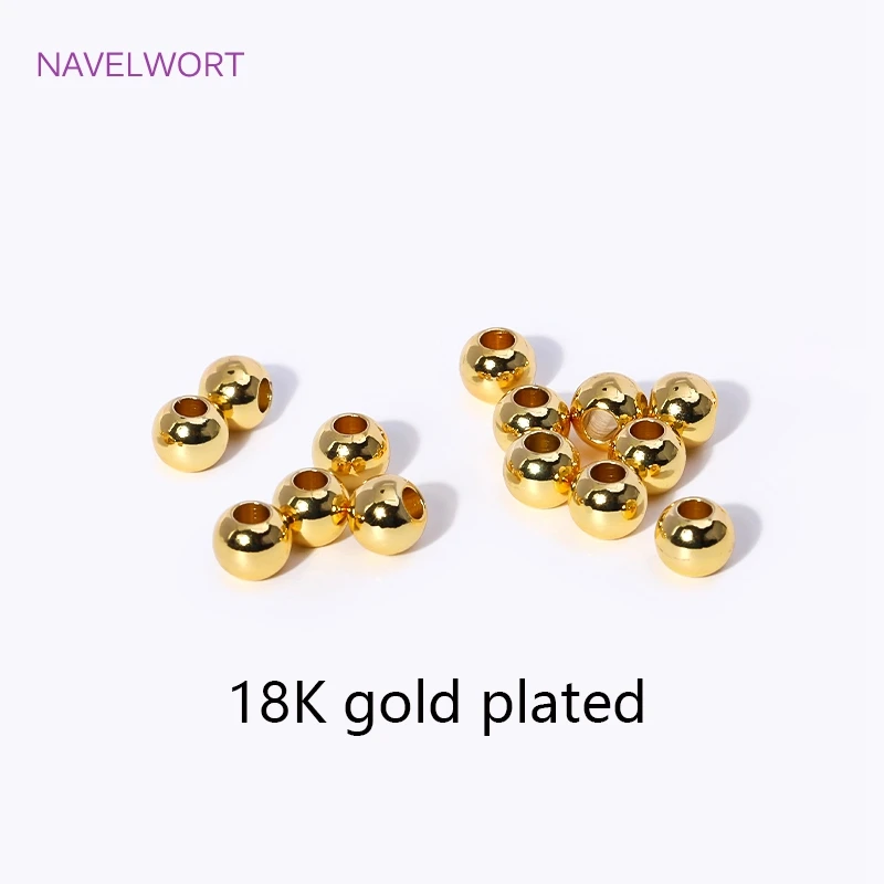 2/2,5/3/4/5/6 mm 18 Karat vergoldete lose Perlen aus Messing, runde Distanzperlen für Armbandherstellung, Zubehör für Schmuck – Detail 24