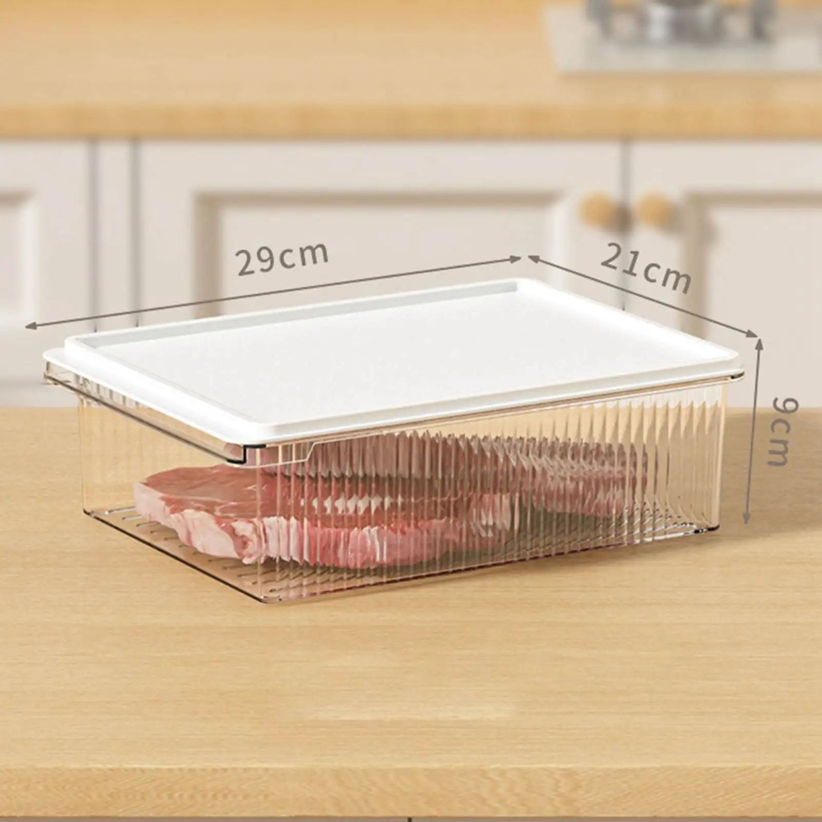 

Fridge Organizer Food Storage Box with Lid Plastic Refrigerator Organizer Freshness Keeping Meat Preservation Box 4L Capacity