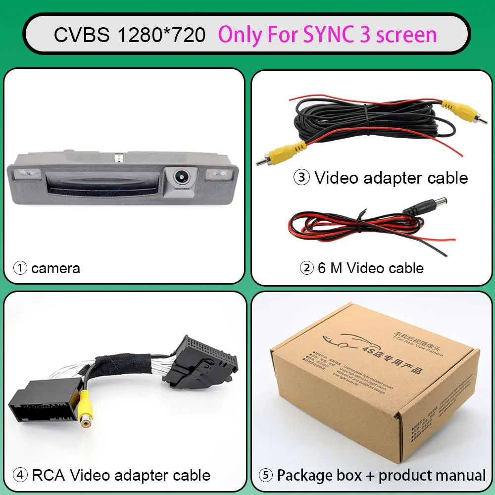 Hd Kofferbak Handvat Achteruitkijkcamera Voor Ford Puma 2019 2020 2021 2022 54 Pin Rca Adapter Kabelboom Voor Sync 3 Hd Nachtzicht