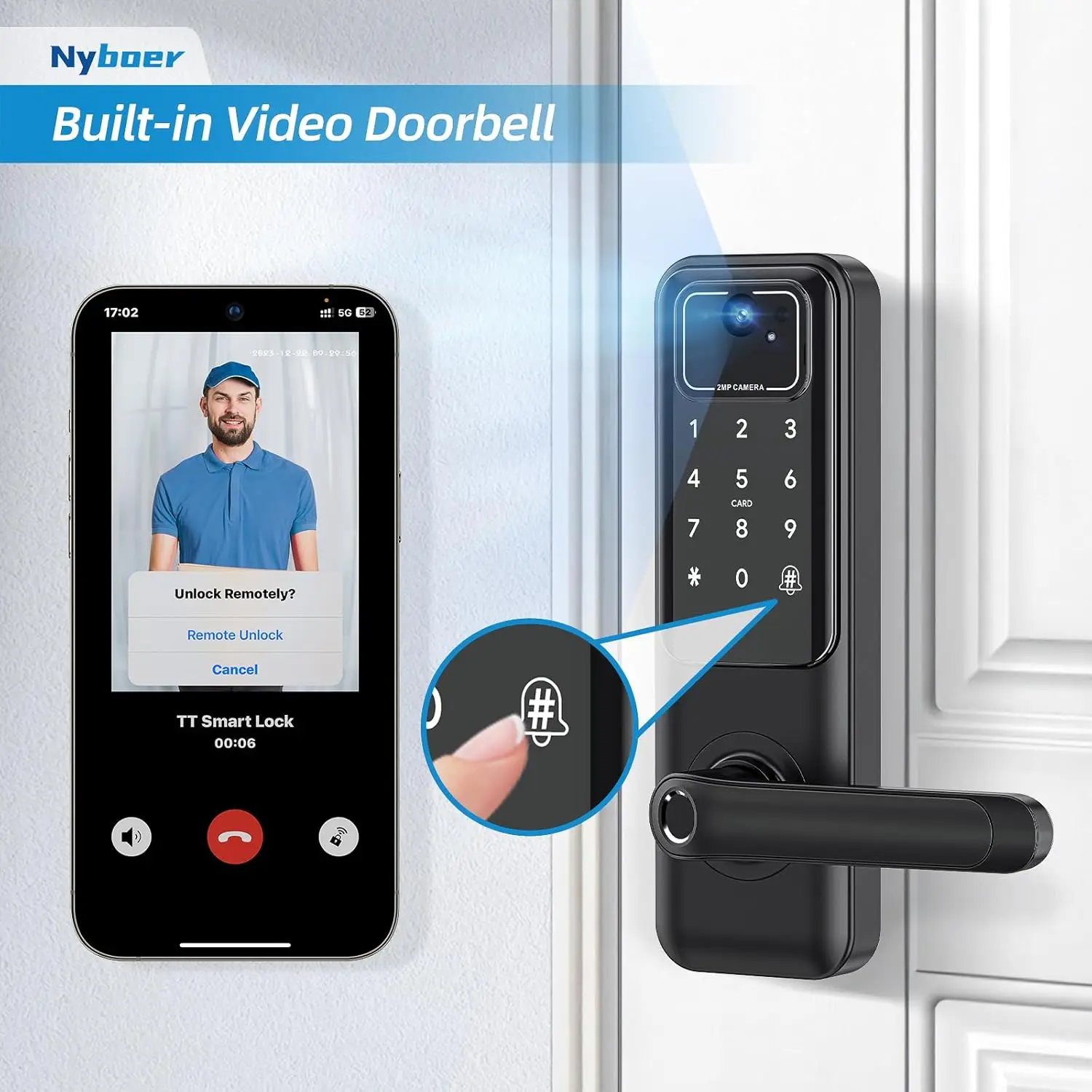 Fingerprint Door Lock with  Entry Door Lock with Handle - Electronic Digital Door