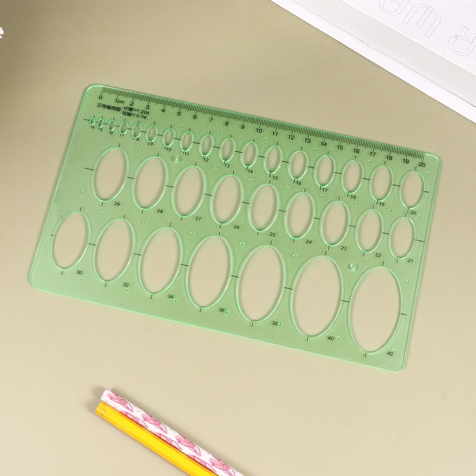 2Pcs Transparent Plastic Geometric Ruler Templates for Drawing Circles Ellipses Architecture Math Measurement School Office