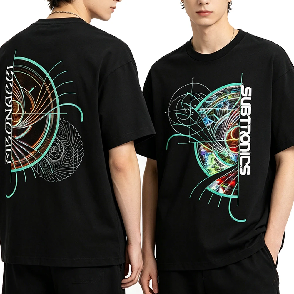 

Subtronics Fibonacci Tour Merch T-shirt Crewneck Short Sleeve Heavyweight Cotton Tee Women Men Outdoor Streetwear Tops