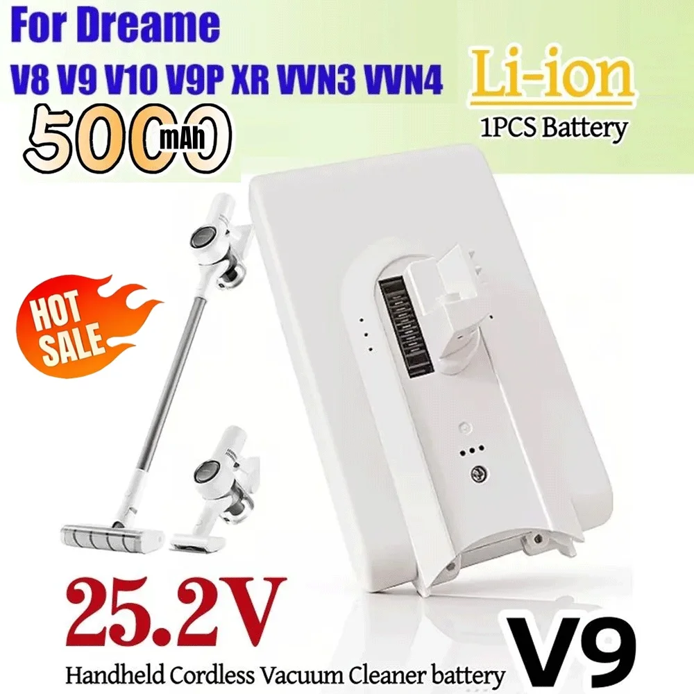 

5000mAh for Dreame V8 V9 V10 V9P V9B Dreame Vacuum Cleaner 25.2V Battery VVN3 VVN4 Cordless Dust Catcher Batteries