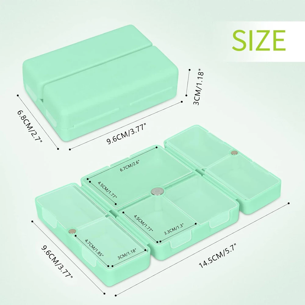 1Pcs Magnetic Foldable Pill Organizer,7 Compartments Portable Pill Case,Weekly Pill Organizer for Vitamins,Cod Liver Oil