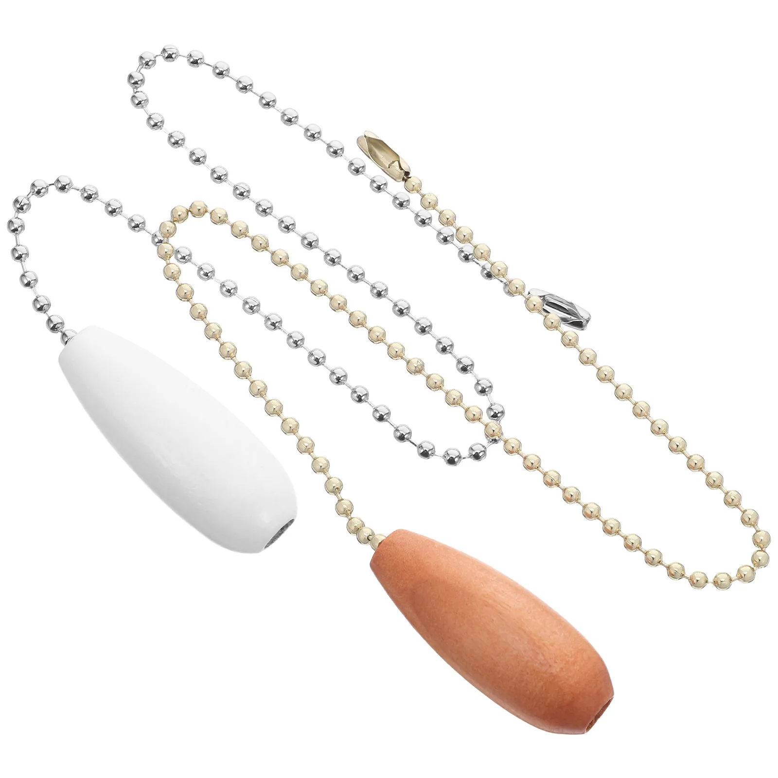 2Pcs Beaded Ball Light Pull Chains Extension for Ceiling Fan Lamp Decorative Wooden Pendant Pull Cord Replacement Chain Extender