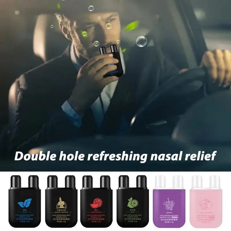 Double Nasal Inhaler Refreshing Nasal Inhaler Portable 2-Hole Safe Plant Extracts Nose Care to Refresh The Mind for Driving Long