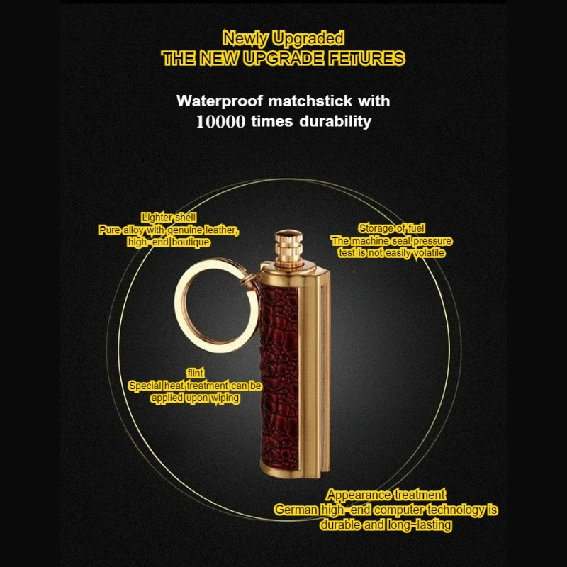 New Portable Retro Keychain Lighter, Ten Thousand Match Metal Lighter, Elegant Open Flame Waterproof Outdoor Vintage Lighter