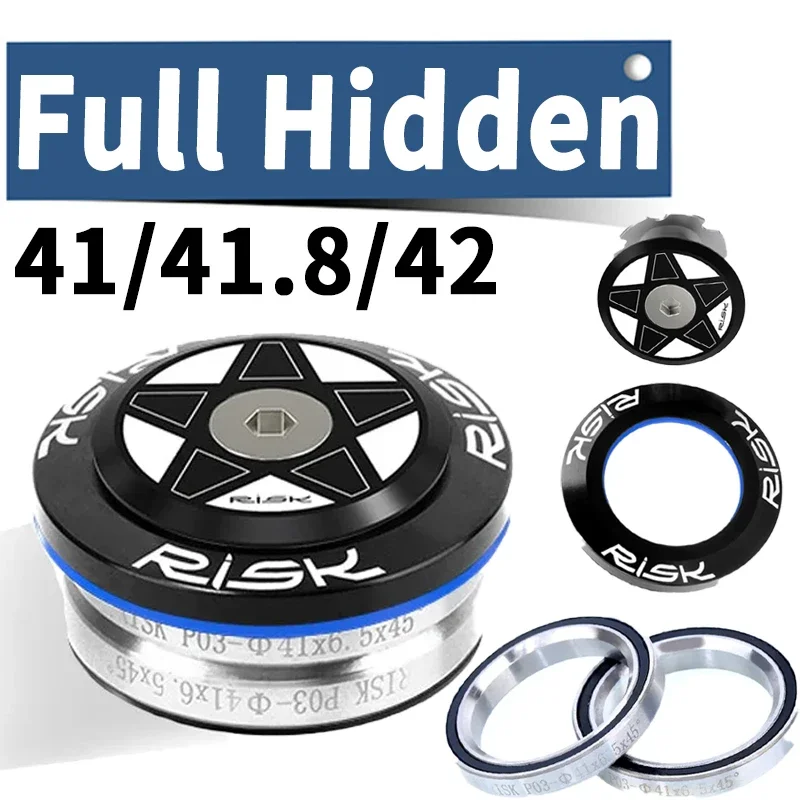 

Hidden Headset 41 41.8 42mm Bicycle Headset Sealed Bearing Straight Headset Double Bearing for 28.6 MTB Road Bike Front Fork