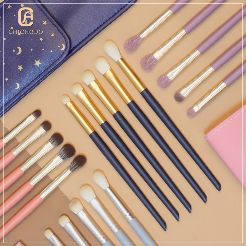 CHICHODO Mini 5-Pack Candy Color Makeup Brush Set, Fiber Hair Eyeshadow Brush for Makeup Beginners