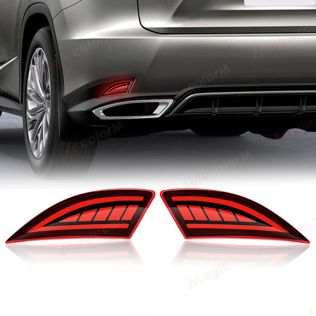 

2PCS LED Brake Light For Lexus RX300 RX350 RX400h 2020 2021 2022 Car Rear Bumper Light Turn Signal Reflector Taillight 12V