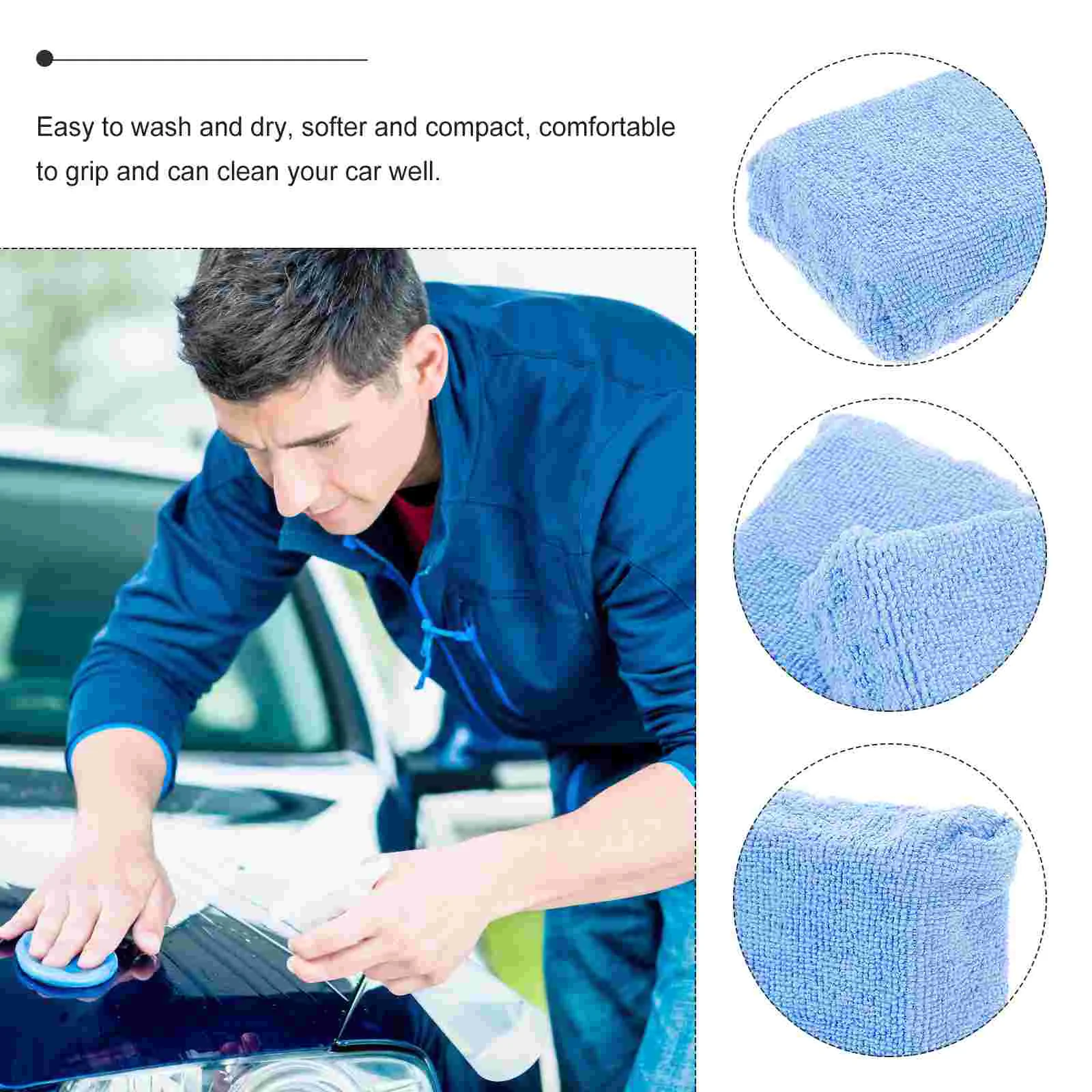 4 Pcs Sponge Polishing Car Cleaning Auto Wash Large 12X8cm Beauty Microfiber Blue Washing