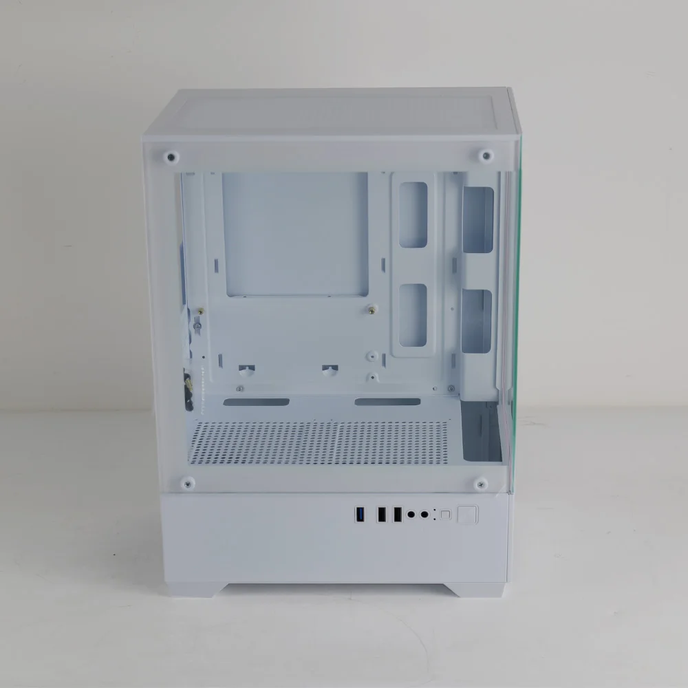 MANMU Casing Komputer Gaming & Menara Casing Pc Gaming Micro Atx Itx Casing Pc Kabinet Komputer-Putih/Hitam