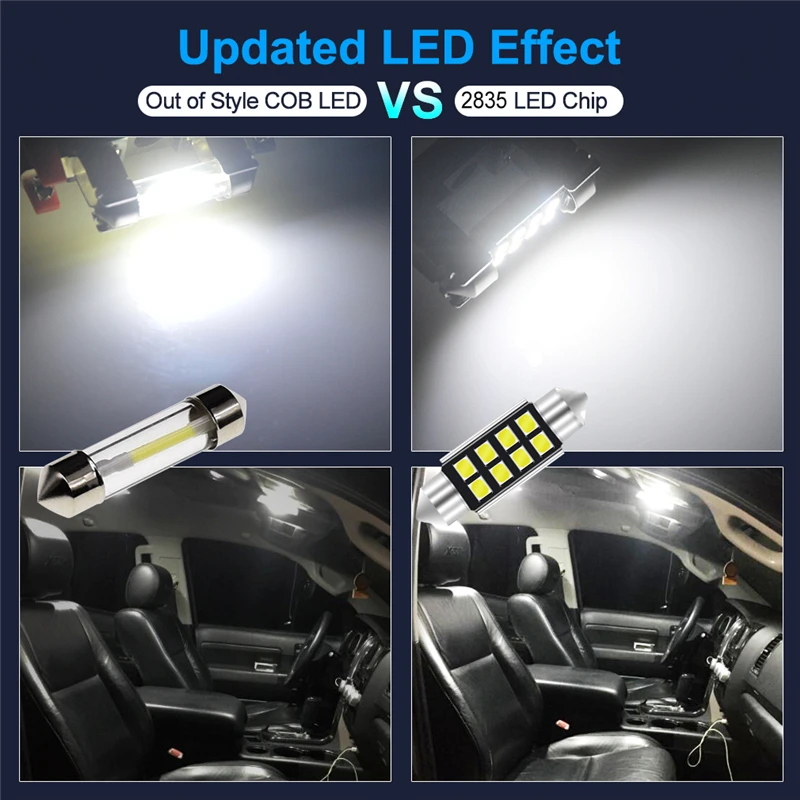 10Pcs c5w led CANBUS 31 36 39 41 mm Festoon C10W led bulb 2835 8 SMD 12V reading lamp car Interior Light White Error Free