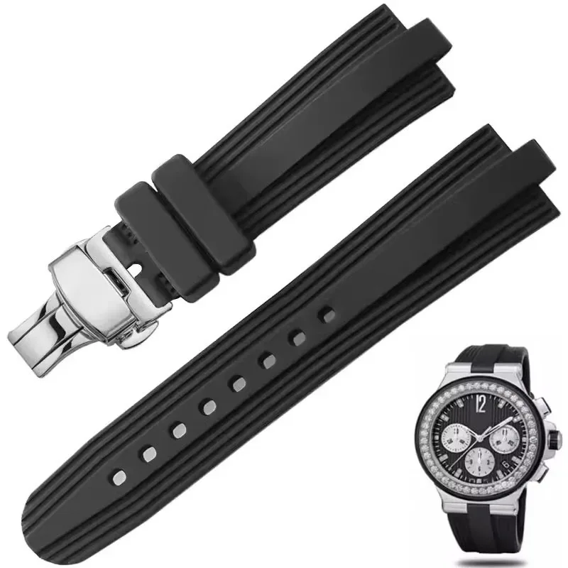 Резиновый ремешок для часов, водонепроницаемый спортивный ремешок для часов Bulgari Diagono Series, силиконовый ремешок с выпуклой пряжкой 22*7 мм