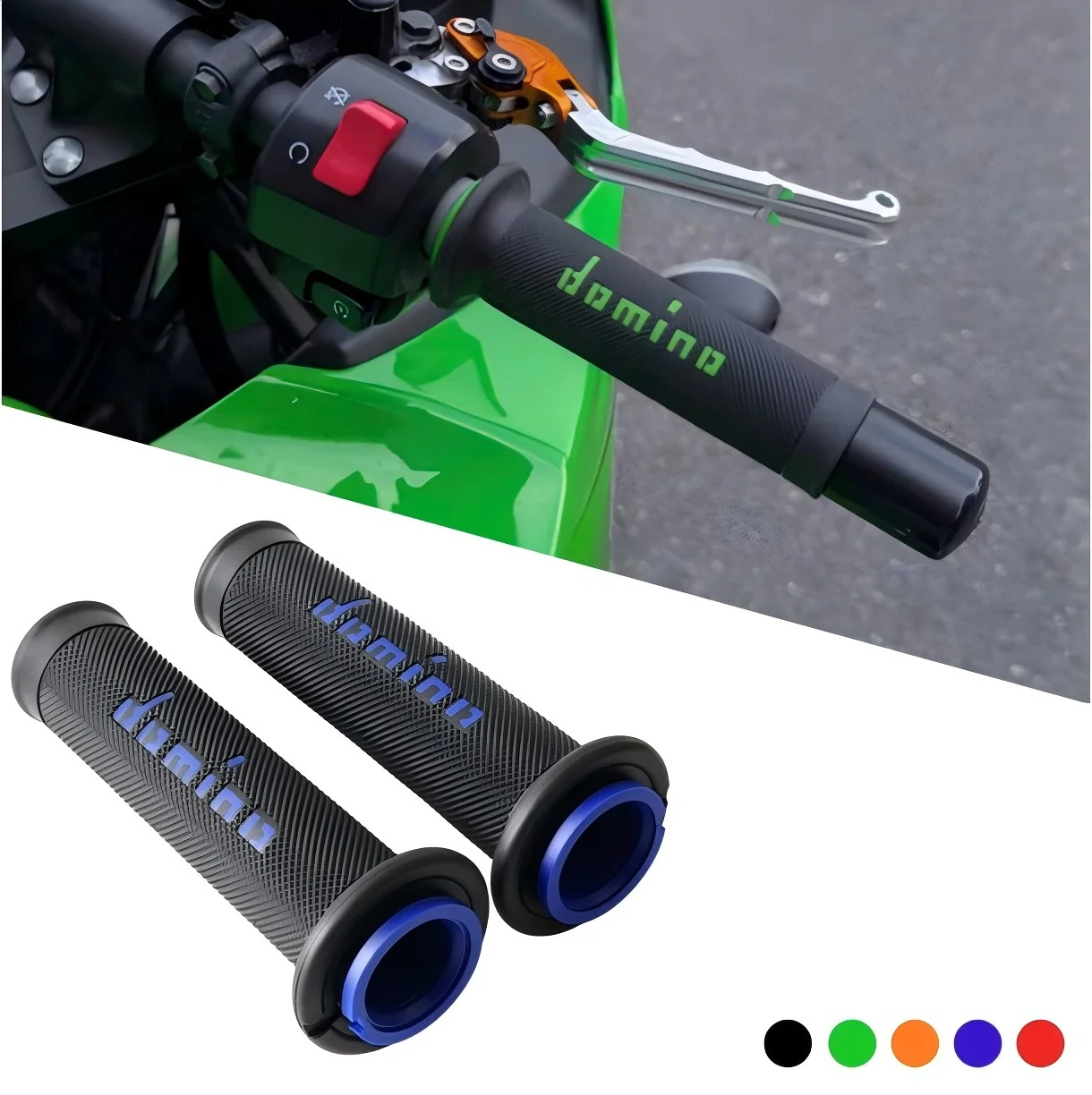 

For Ducati Panigale V4 V4S V2 899 959 1199 1299 - Domino Style Handlebar Grips - Universal Rubber Motorcycle Grip - Non-Slip