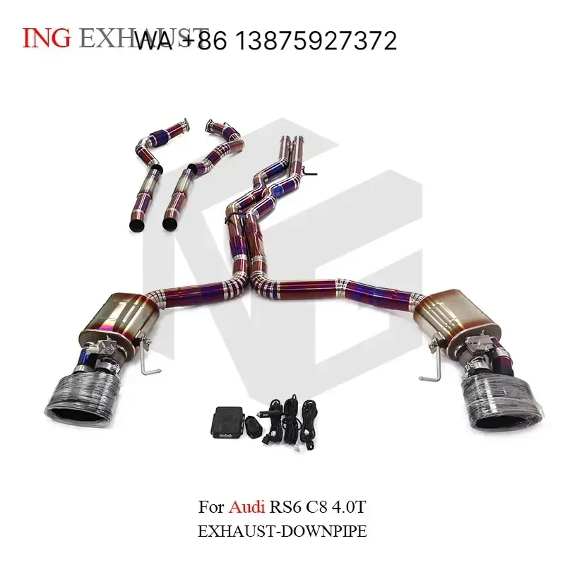 Wmwmnu for ING Titanium Alloy Catback Exhaust System for RS6 RS7 C7 C8 4.0T with Resonant Tube Auto Tuning Pipes