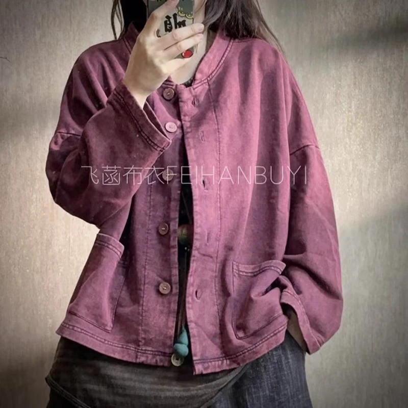 

Новинка 2026 года: Женские повседневные свободные универсальные куртки и пальто на весну/осень с круглым вырезом, длинным рукавом, на одной пуговице F89