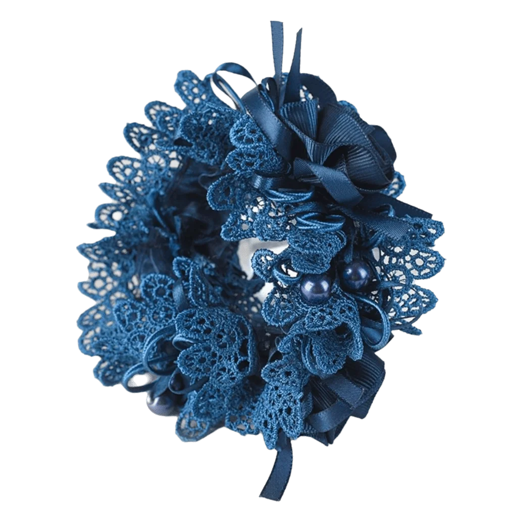 Vintage Sweet Lace Hair Tie Polyester Fabric Bow Flower Embroidered Hair Scrunchies Lightweight Hair Rope Hair Accessory Student