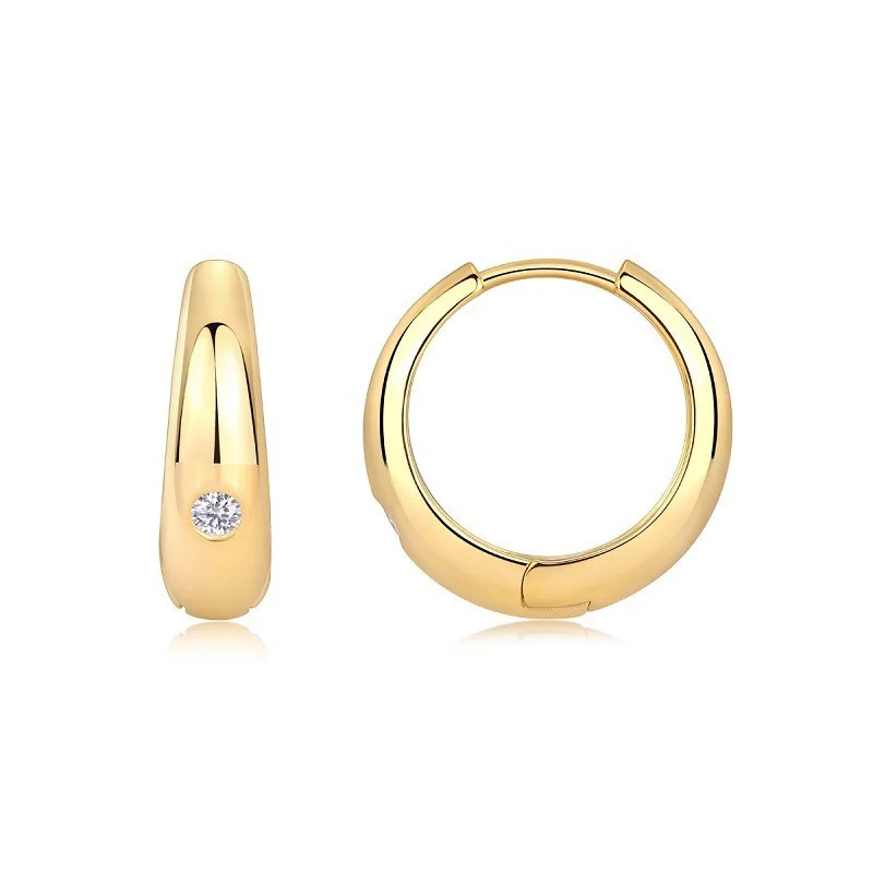 

ZFSILVER Fashion Classic s925 Silver Moissanite Design Retro Gold Circle Earring For Charm Women Accessories Jewelry Gift E15155