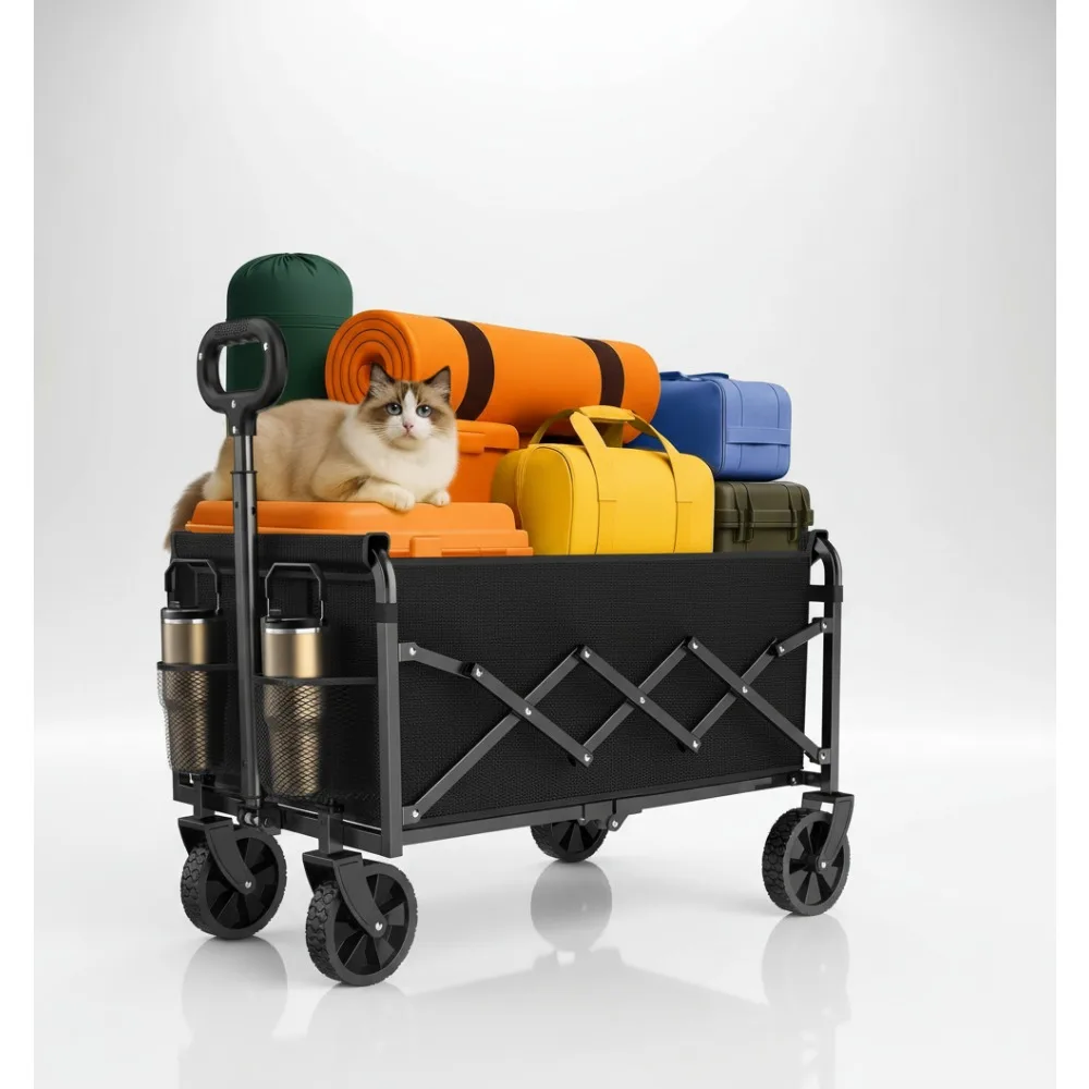 

Foldable Collapsible Wagon Cart 360LBS Capacity Lightweight Portable for Camping Travel Shopping