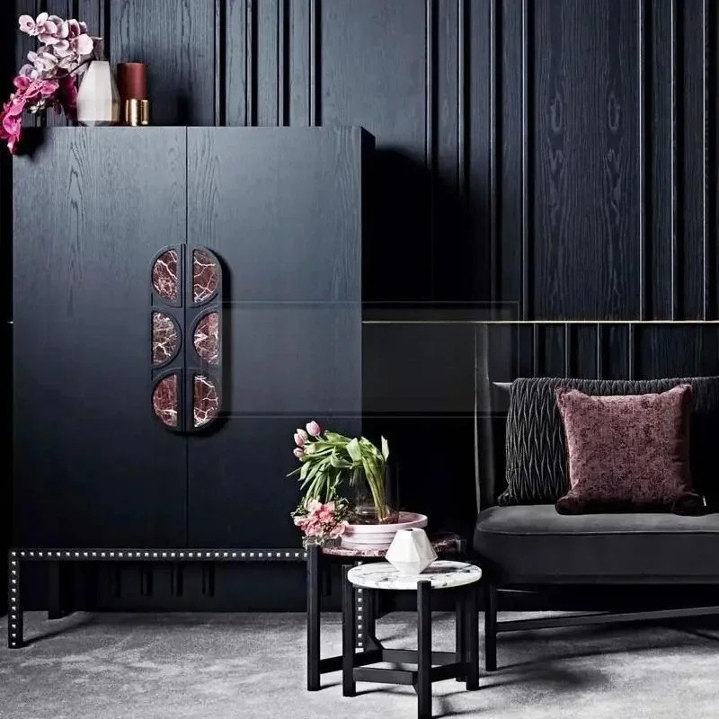 American retro solid wood wine cabinet entrance porch against the wall multi-functional locker can be customized wardrobe