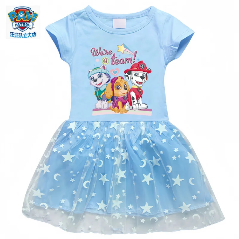 

Paw Patrol Girls Princess Dress Summer Thin Short Sleeve Casual Dress, Stylish Kids Performance Outfit for Toddler & Little Girl