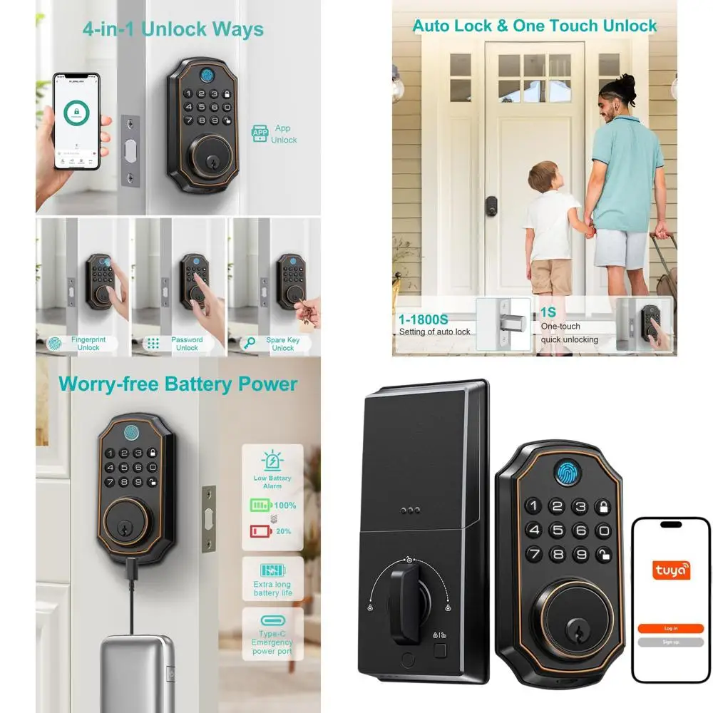 

Умный кодовый замок-защелка для входной двери с автоматической блокировкой, одноразовыми кодами и простой настройкой через приложение Bluetooth.