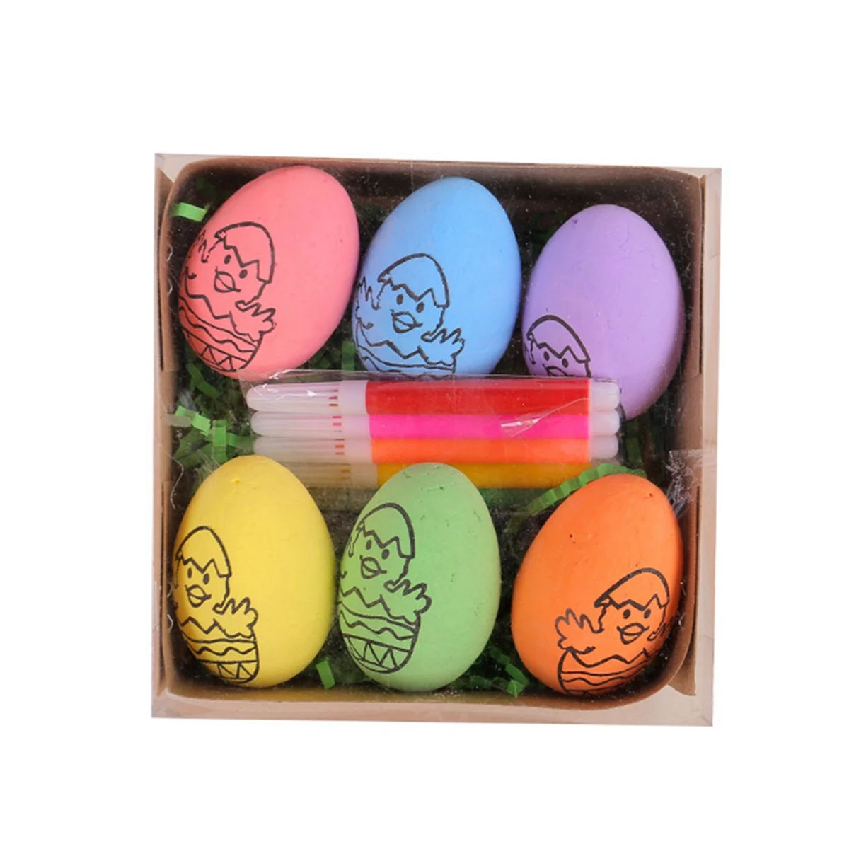 6 Pcs Easter DIY Hand-Painted Eggs 2024 Cartoon Eggs Children's Handmade Gift Easter Egg Painting Kit-B