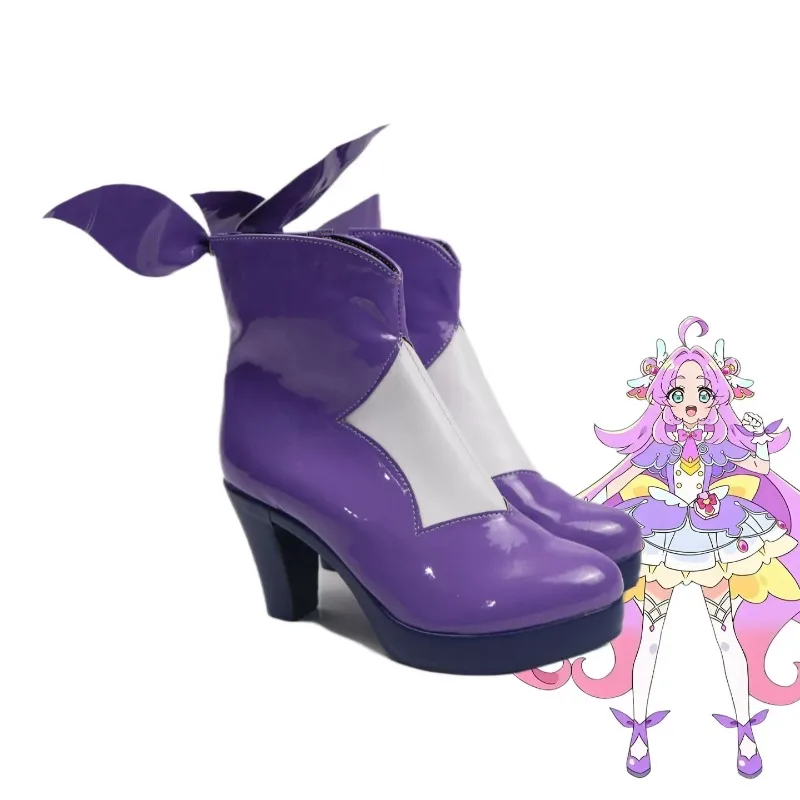 Anime Star Detecticeee Precure! Cosplay Akechi Anna Henshin Cure Answer Magical Girl Shoes Kawaii Purple Boots Sweet Lolita