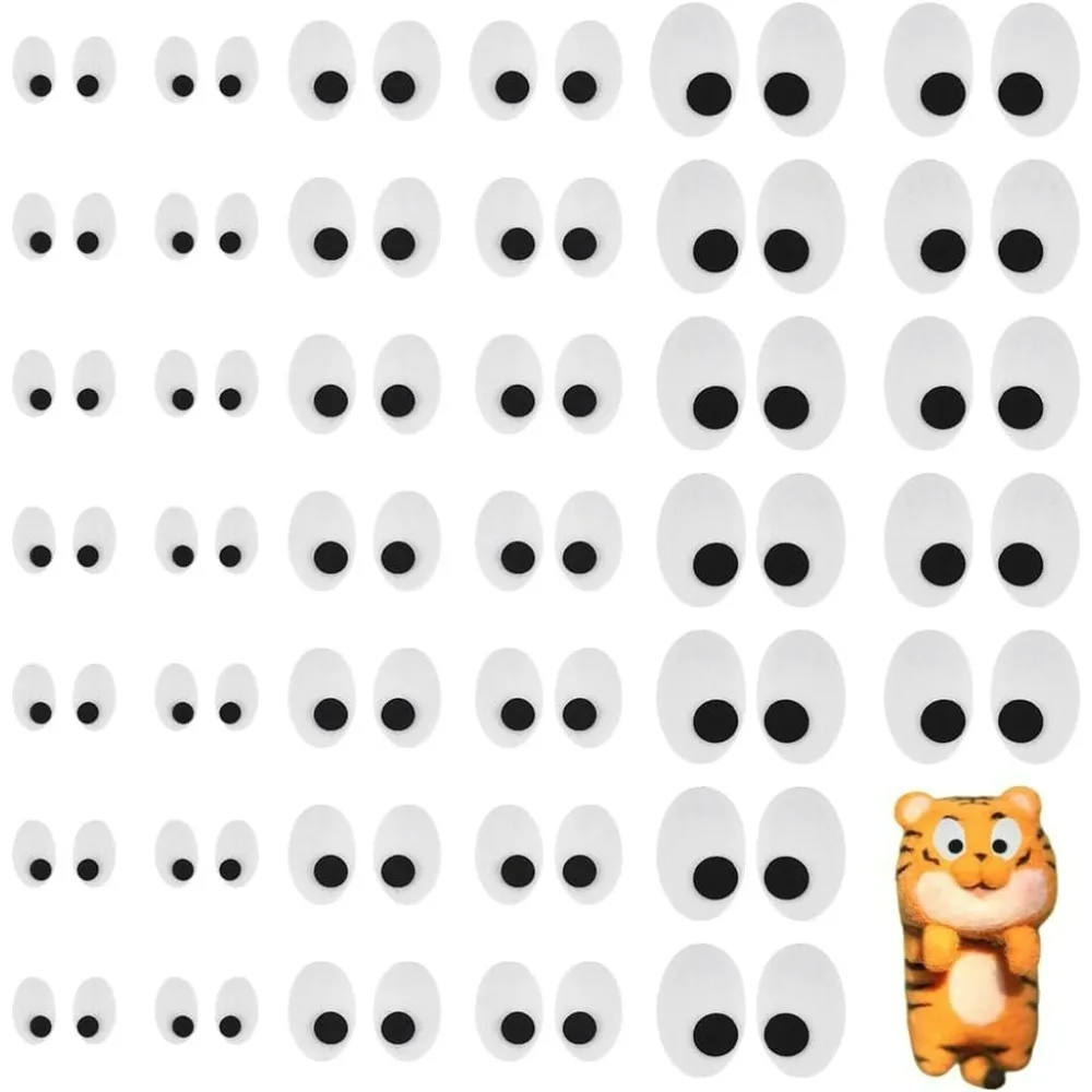 

90 Pairs Oval Safety Eyes 3 Size Black White Felt Eye Patches Felt Craft Eyeballs Sew on Eyes for Stuffed Animal Halloween