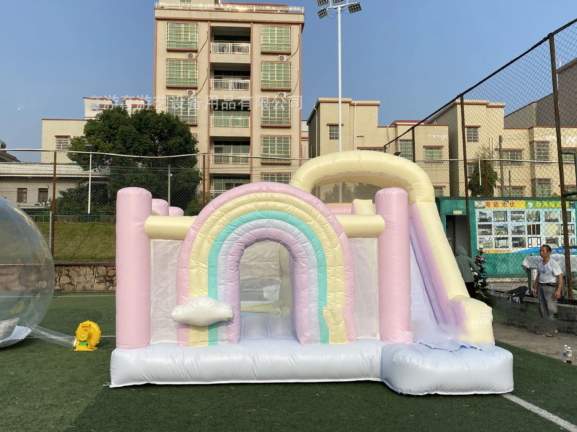 Outdoor Rainbow Castle children's birthday party park trampoline large trampoline slide home small park thickened PVC material