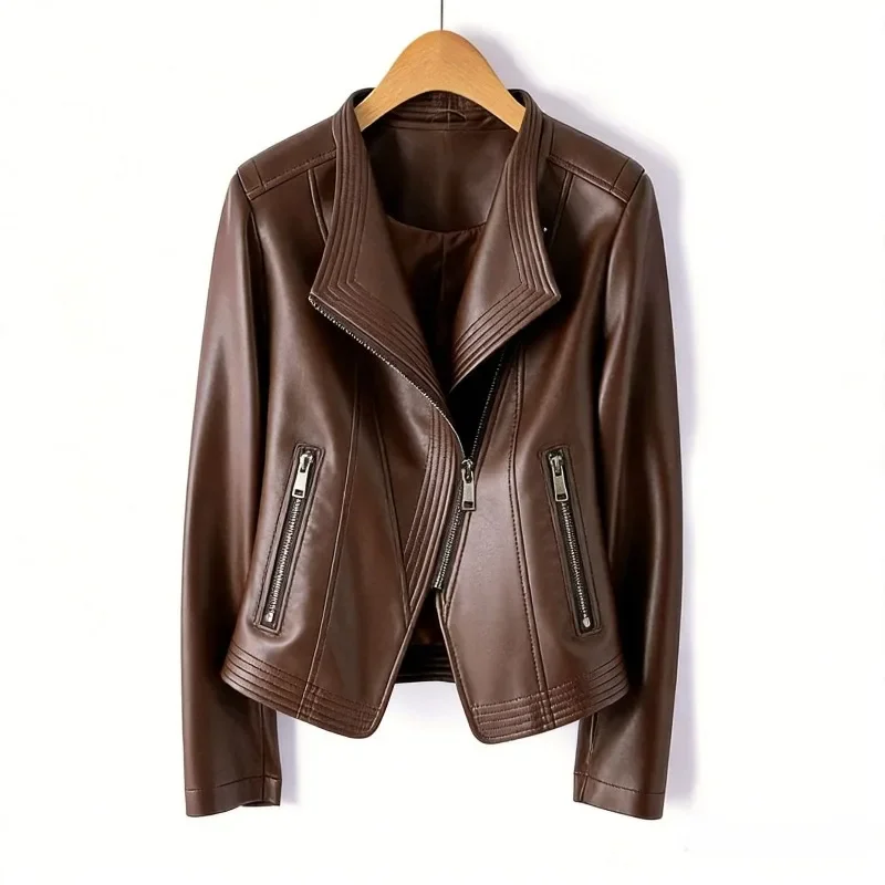 Autumn Pu Leather Jacket Women Casual Solid Long Sleeve Zipper Jackets Coats New Fashion Female Chic Streetwear Y2k