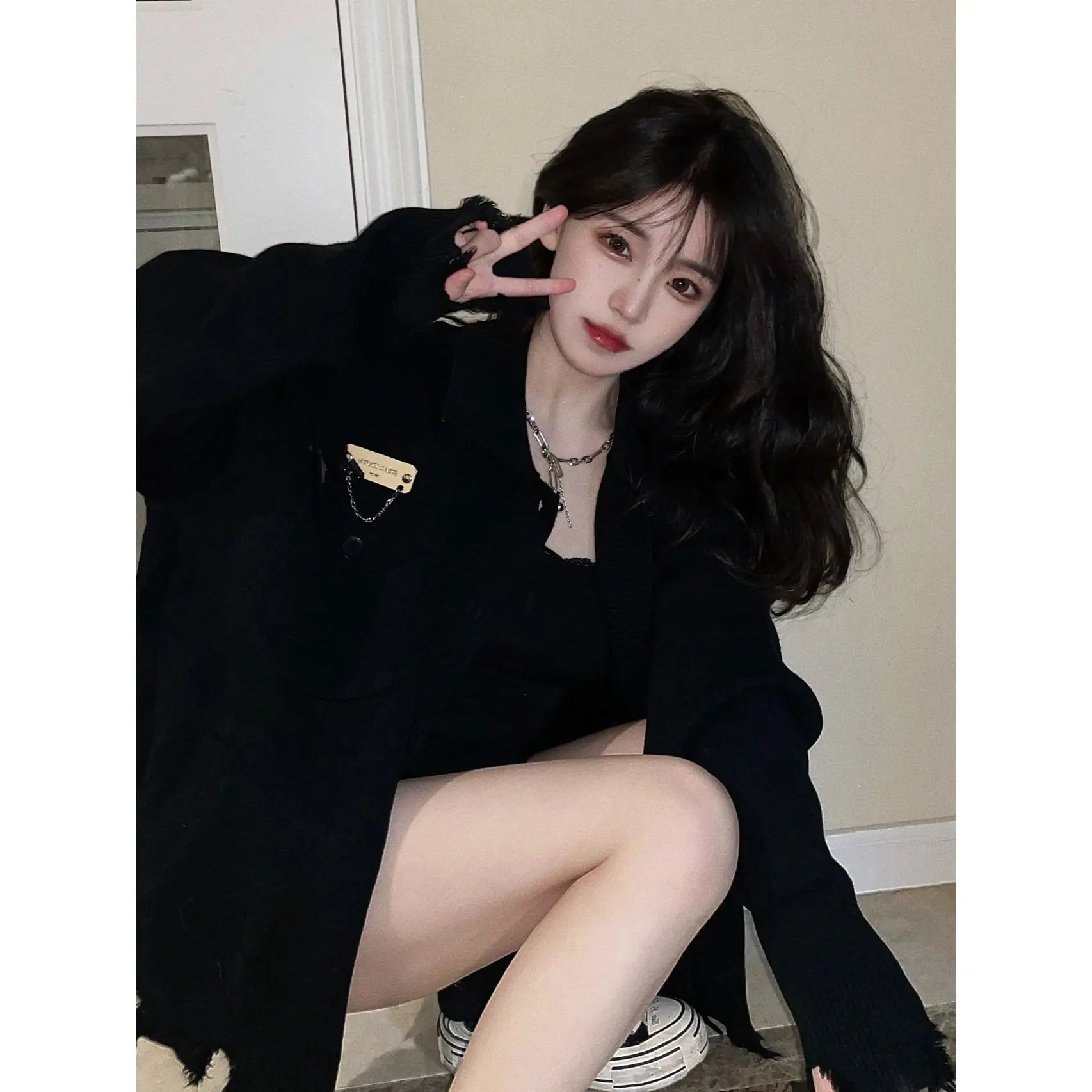 

Свитера Джемперы Кардиганы Женские и укороченный топ вместе Матовая пряжа Школьная эмблема Расслабленная библиотека Исследование Академический стиль Ins