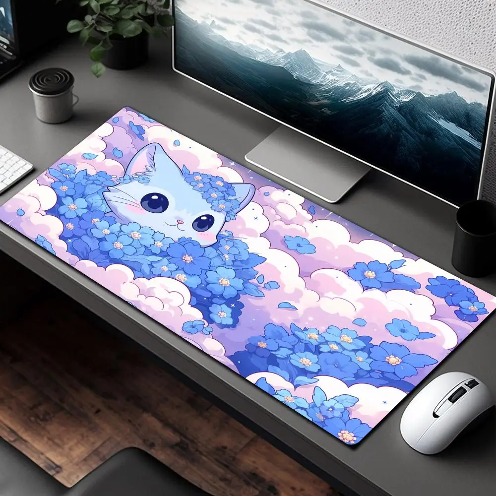 

Фэнтезийный мультяшный милый кот, дизайн, аниме, коврик для мыши, настольный коврик, игровой коврик, нескользящие аксессуары для стола с прошитыми краями, компьютерные коврики для мыши