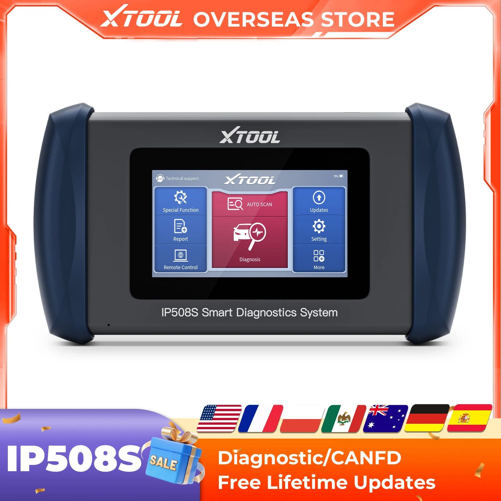 

XTOOL Inplus IP508S Diagnostic Tool ABS SRS Transmission Engine EPB OBD2 Scanner Throttle Relearn Auto VIN Lifetime Free Update