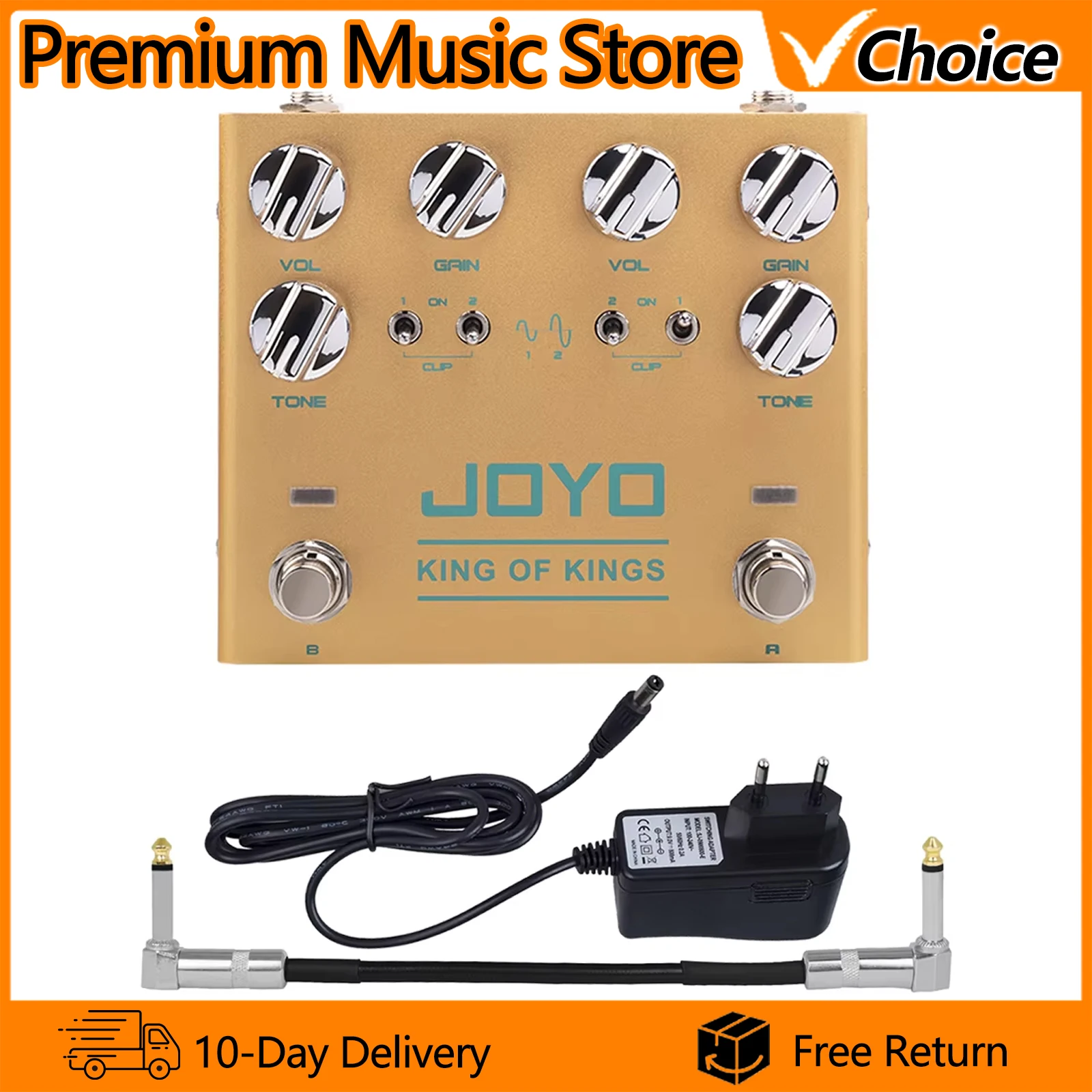 

Гитарная педаль эффектов JOYO R-20 KING OF KINGS, винтажная двухканальная педаль эффектов Overdrive Crunch Distortion, мультиэффектная педаль