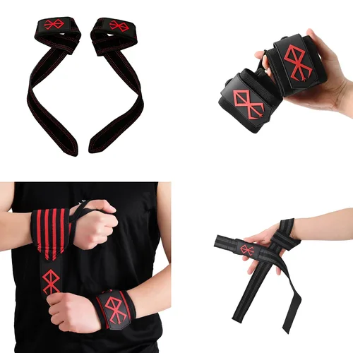 Imagen 2 del producto Berserk Anime Gym Muñequeras para levantamiento de pesas, soporte de pulsera para gimnasio, correa de levantamiento para hombres