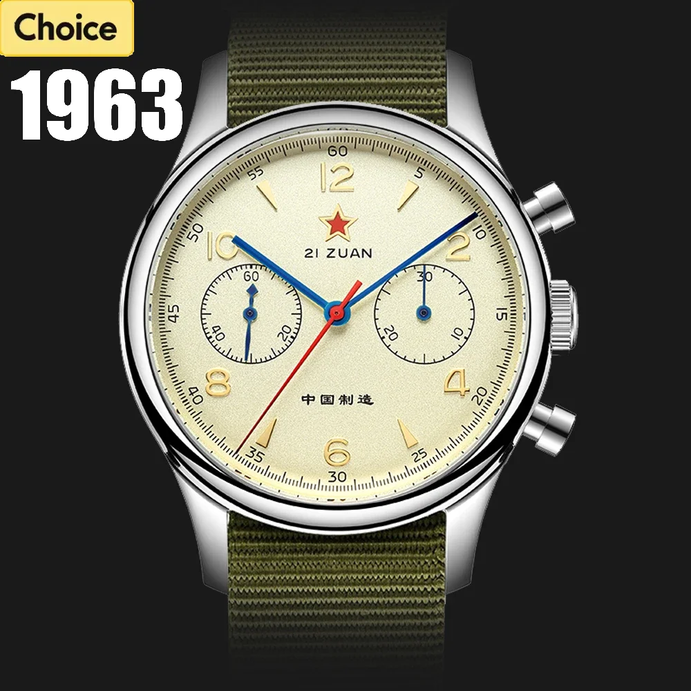 SEAKOSS 1963 Retro Chronograph Pilotenuhr Herren Seagul ST1901 Uhrwerk Saphirspiegeloberfläche Mechanische wasserdichte Armbanduhr