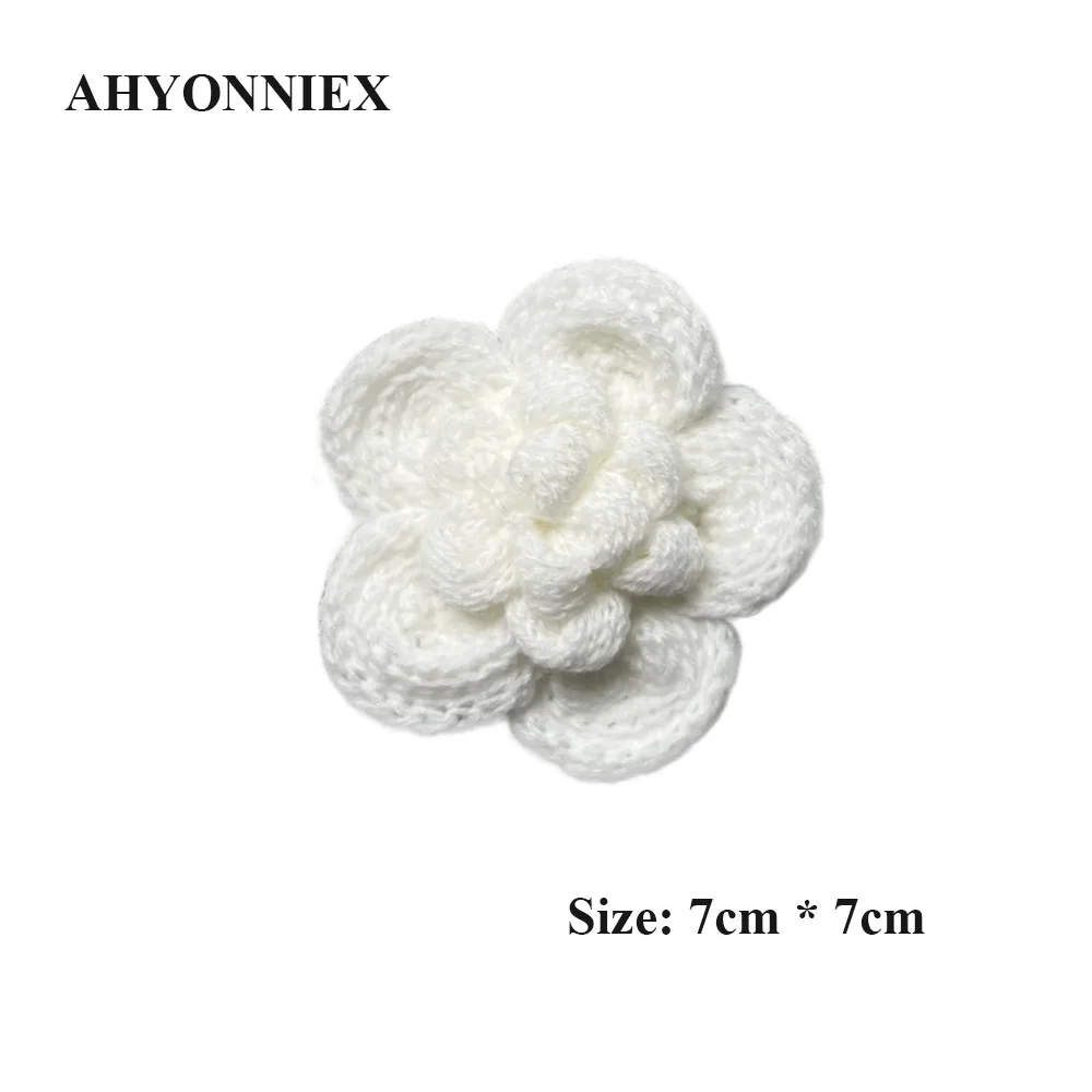 AHYONNIEX-Patches de veludo malha flores para camisola, sapatos, chapéu, colar, acessórios, 10pcs por lote