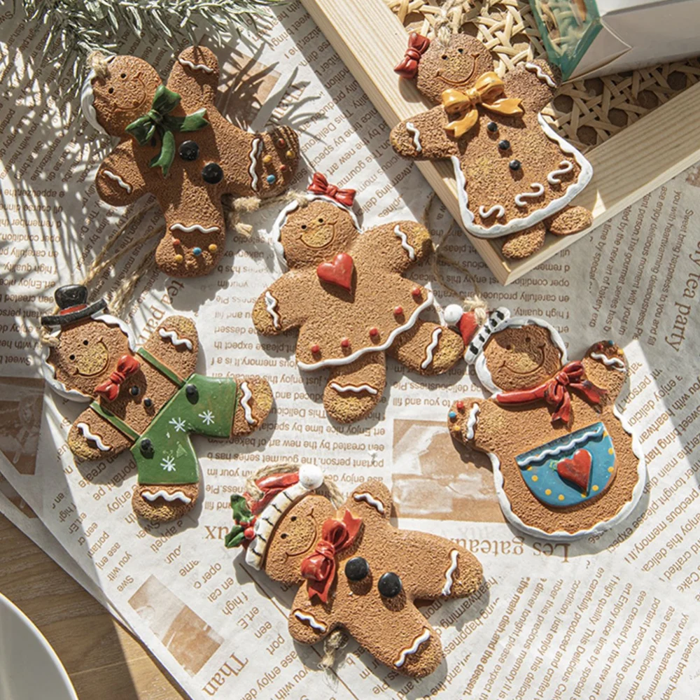 1PC Christmas Gingerbread Man Decorations Christmas Tree Resin Pendant Ornaments Home Party Navidad 2024 New Year Xmas Decor