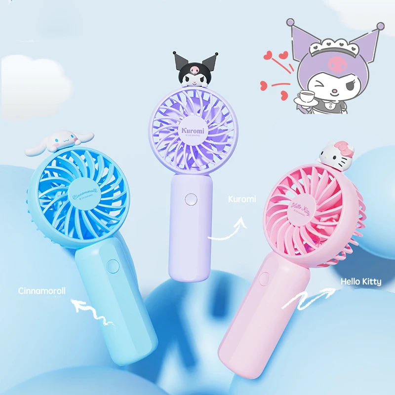 Cinnamoroll Kawaii Small Fan Sanrioed Kuromi My Melody Strong Winds Hand Hold Mini Usb Charging Portable Children Birthday Gift