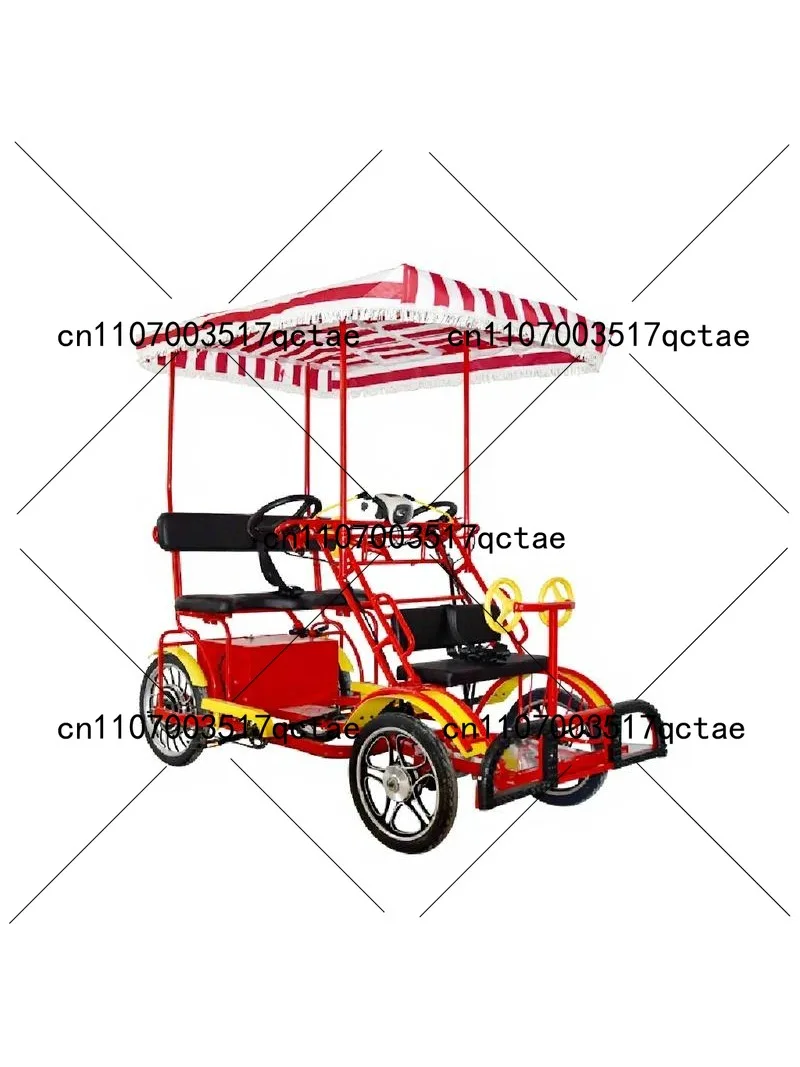 Four-wheel Integrated Wheel Townbike Four-person Double-row Pedal Scenic Taxi Parent-child Double Sightseeing Car