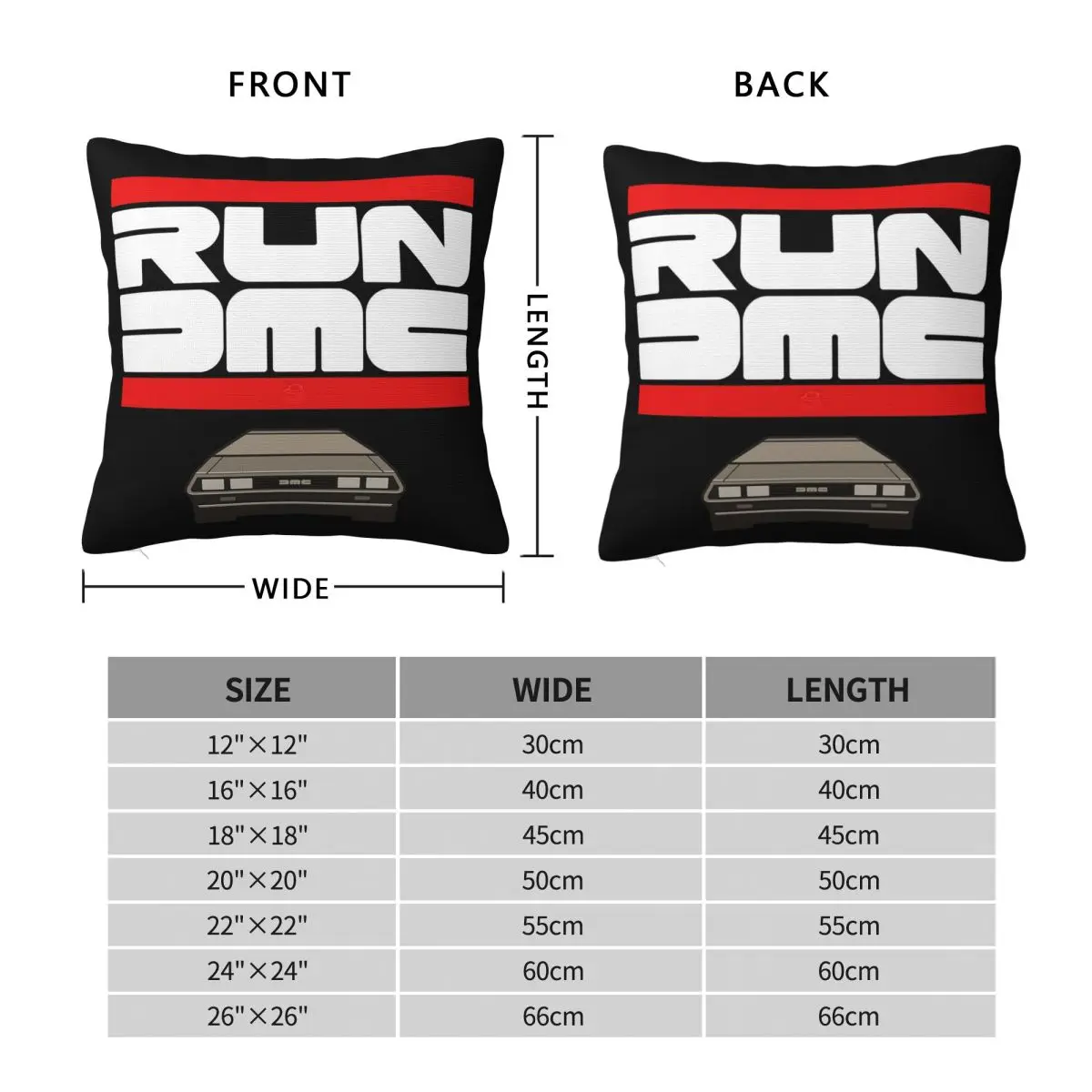 Run DeLorean Dmc Bttf Square Pillowcase Pillow Cover Polyester Cushion Zip Decorative Comfort Throw Pillow for Home Car