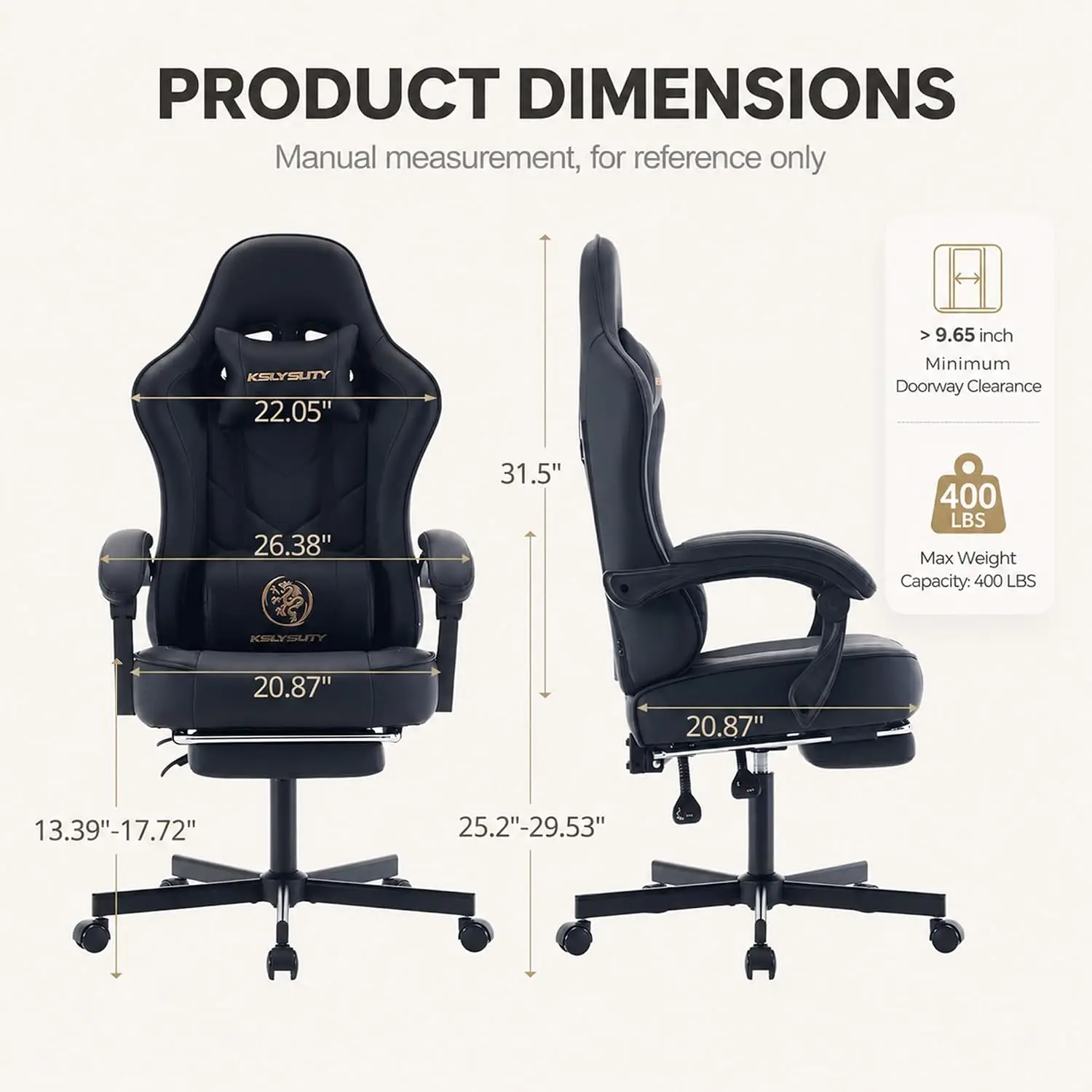 Office Desk Computer Gaming Chair for Adults, Ergonomic High Back Gamer Chair with Massage and Pocket Spring Cushion, Swivel Com view 3