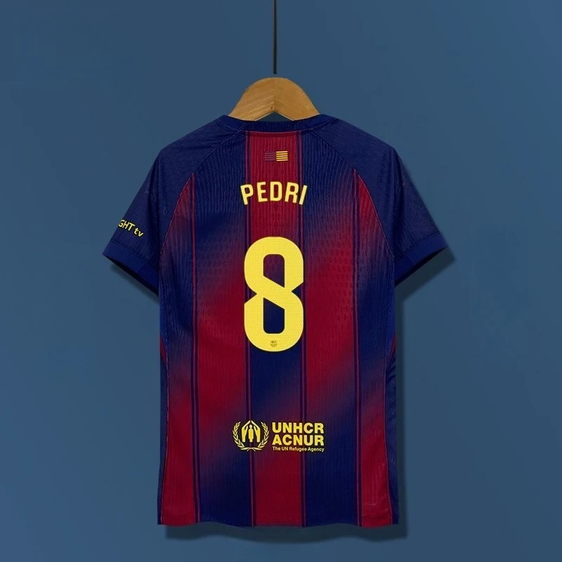 25_26 موسم برشلونة جيرسي بعيدا رقم 11 جيرسي مروحة نسخة الرجال والنساء الأطفال تنفس تي شيرت رياضي غير رسمي